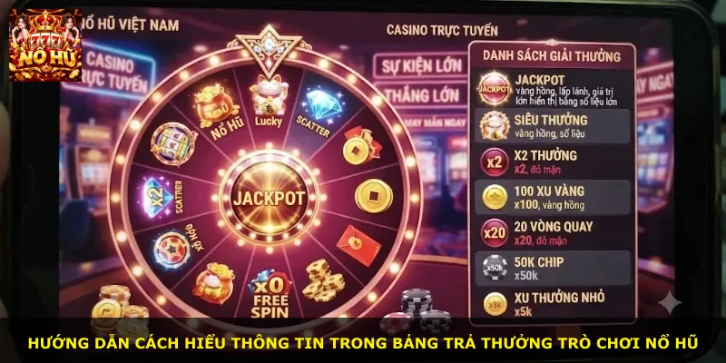 Hướng dẫn cách hiểu thông tin trong bảng trả thưởng trò chơi nổ hũ