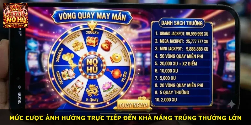 Mức cược ảnh hưởng trực tiếp đến khả năng trúng thưởng lớn