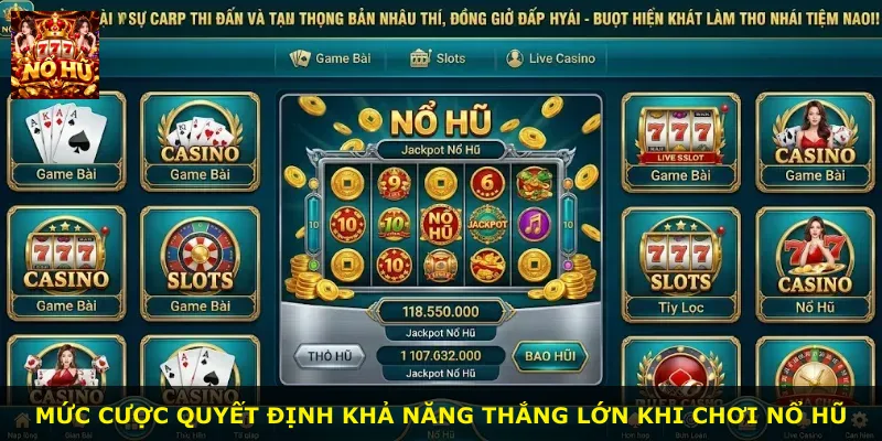 Mức cược quyết định khả năng thắng lớn khi chơi nổ hũ