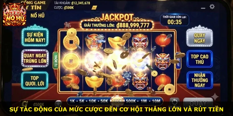 Sự tác động của mức cược đến cơ hội thắng lớn và rút tiền